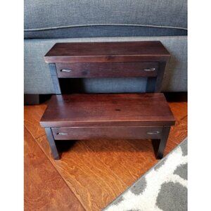 Wooden Two Step Stool - Heavy Duty 2 Step Stool for Adult and Kids